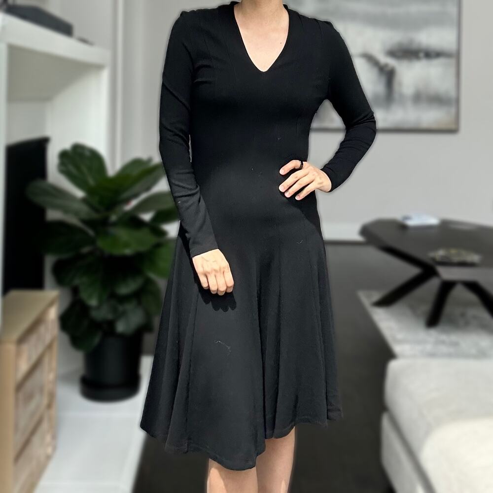 LK Bennett Black Long Sleeve Knee Lenght Dress